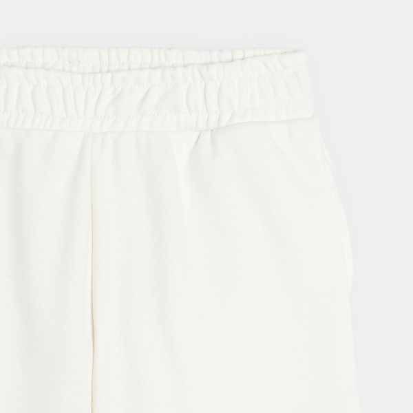 بنطلون رياضي ميلتون سادة بقصة عريضة، أبيض اللون، للفتيات